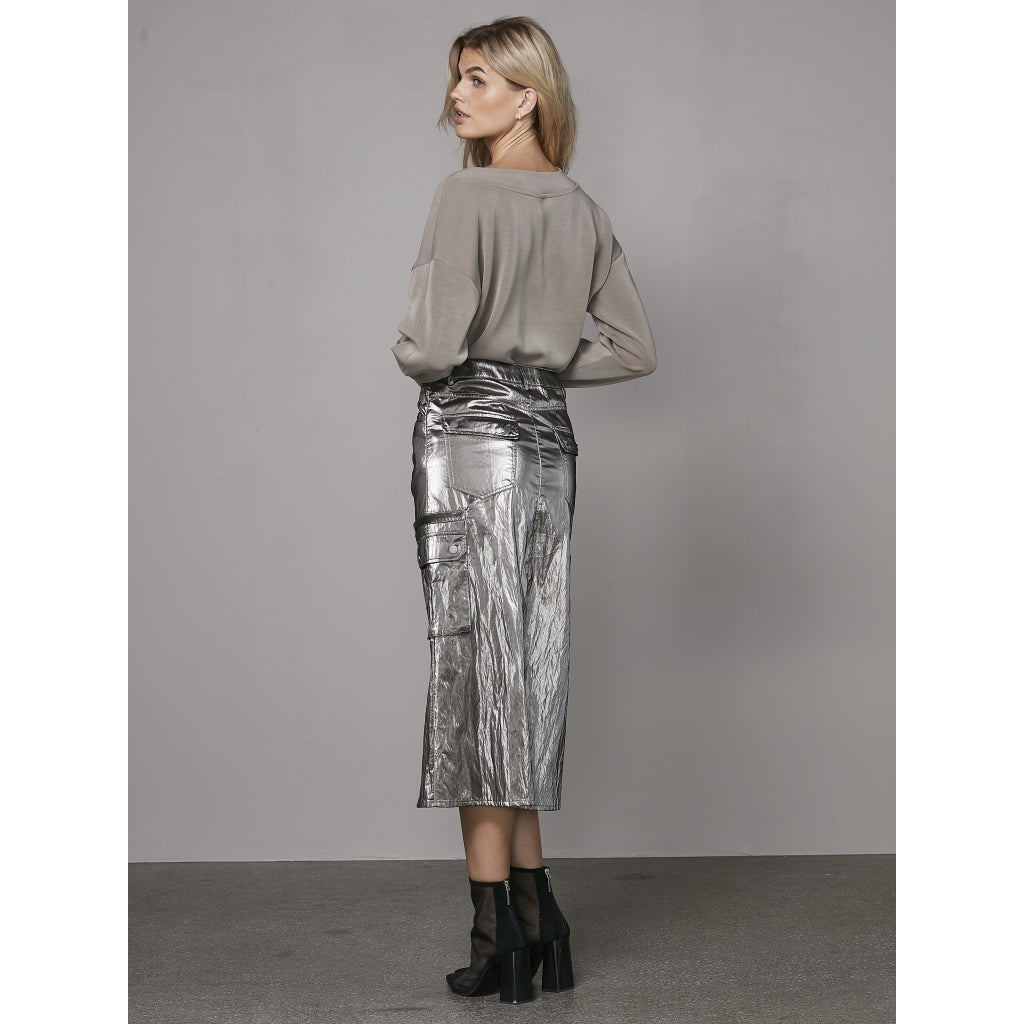 Silberner/ Gold Mud Midirock im Metallic-Look - NÜ