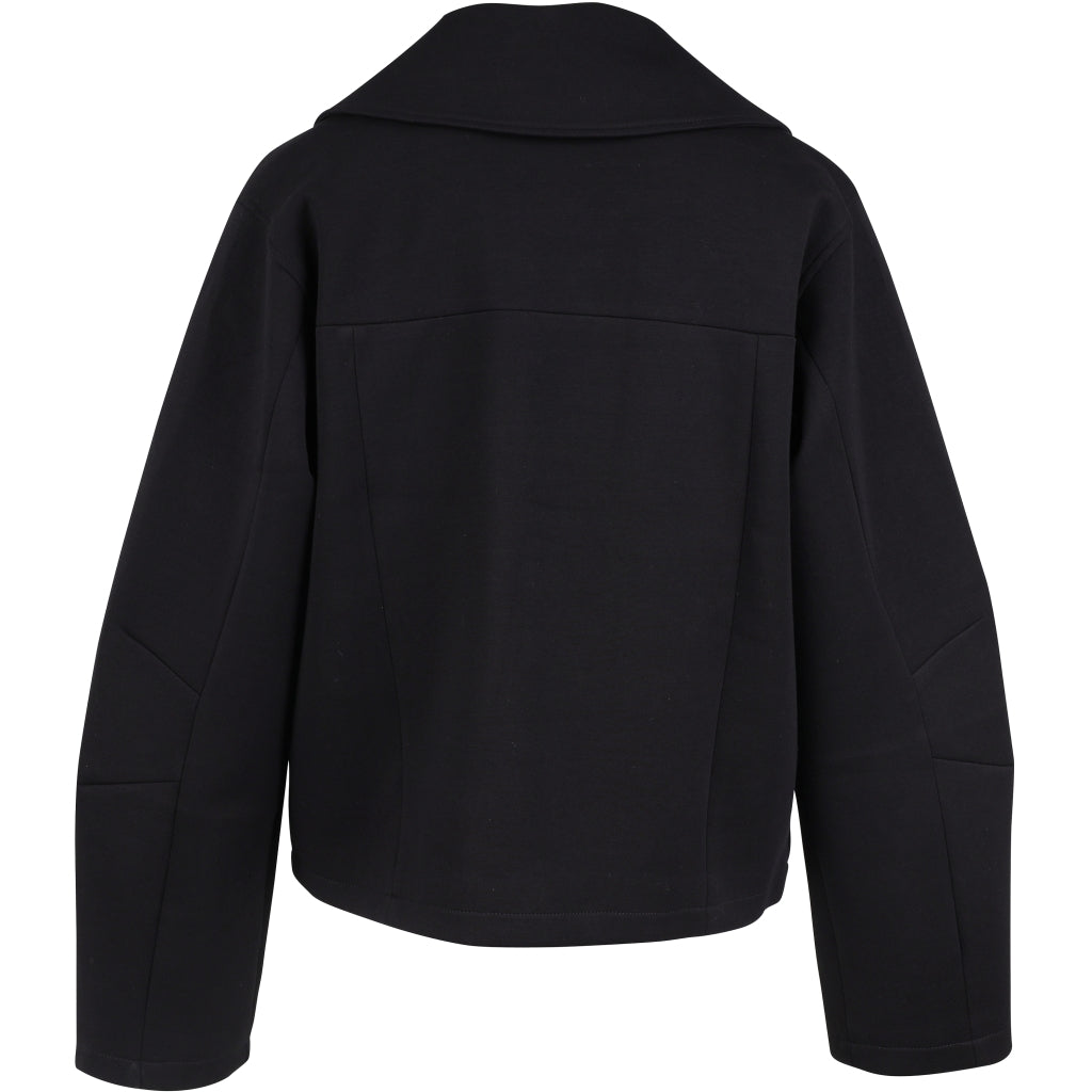 Schwarze Kurzjacke im Biker-Stil mit Reißverschlüssen & Schnallendetail - NÜ