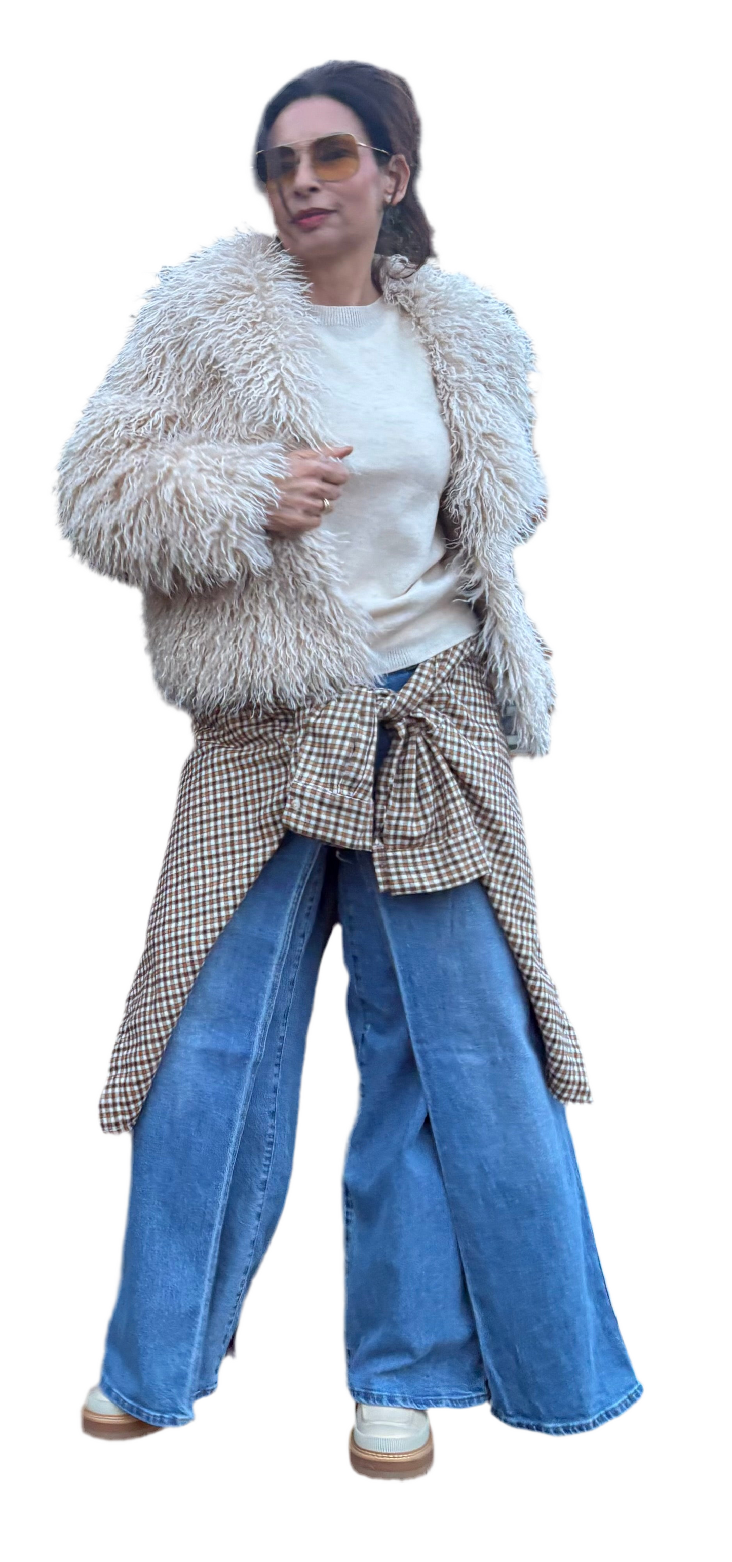 Trendige Wide-Leg Jeans mit Schlitz in Blau - Hose