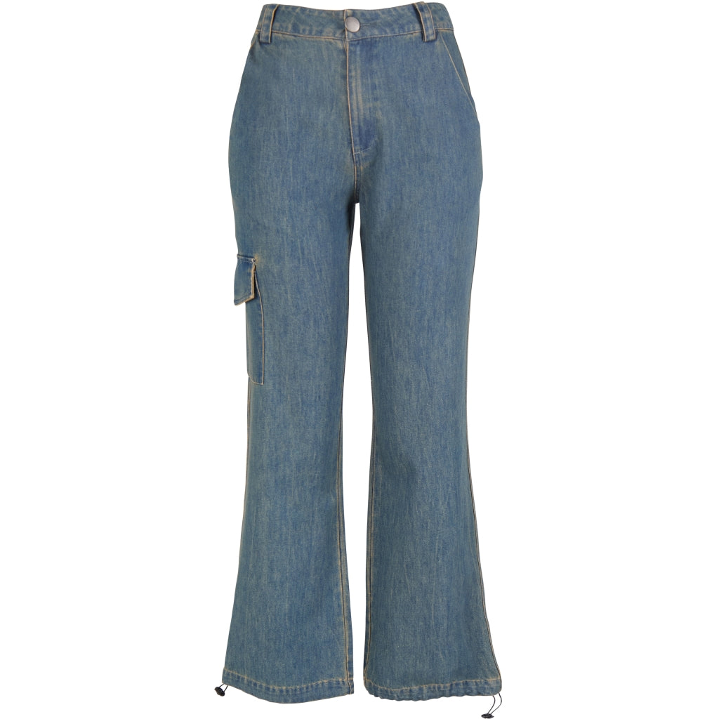 Jeans Cargo & Tunnelzug – Gerade Passform in Mittelblau - Hose - NÜ