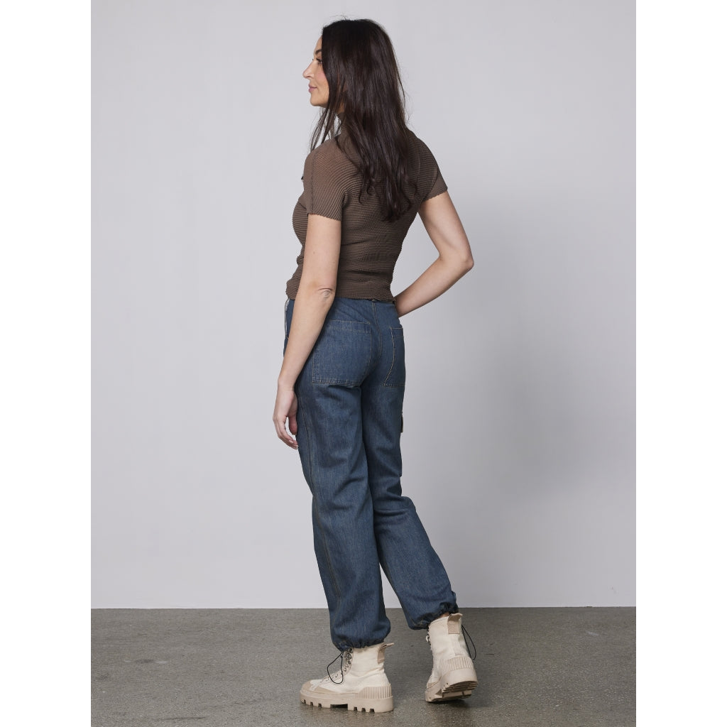 Jeans Cargo & Tunnelzug – Gerade Passform in Mittelblau - Hose - NÜ