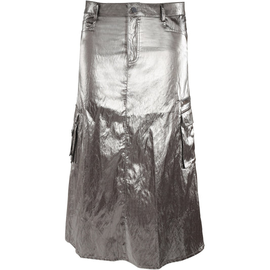 Silberner/ Gold Mud Midirock im Metallic-Look - NÜ