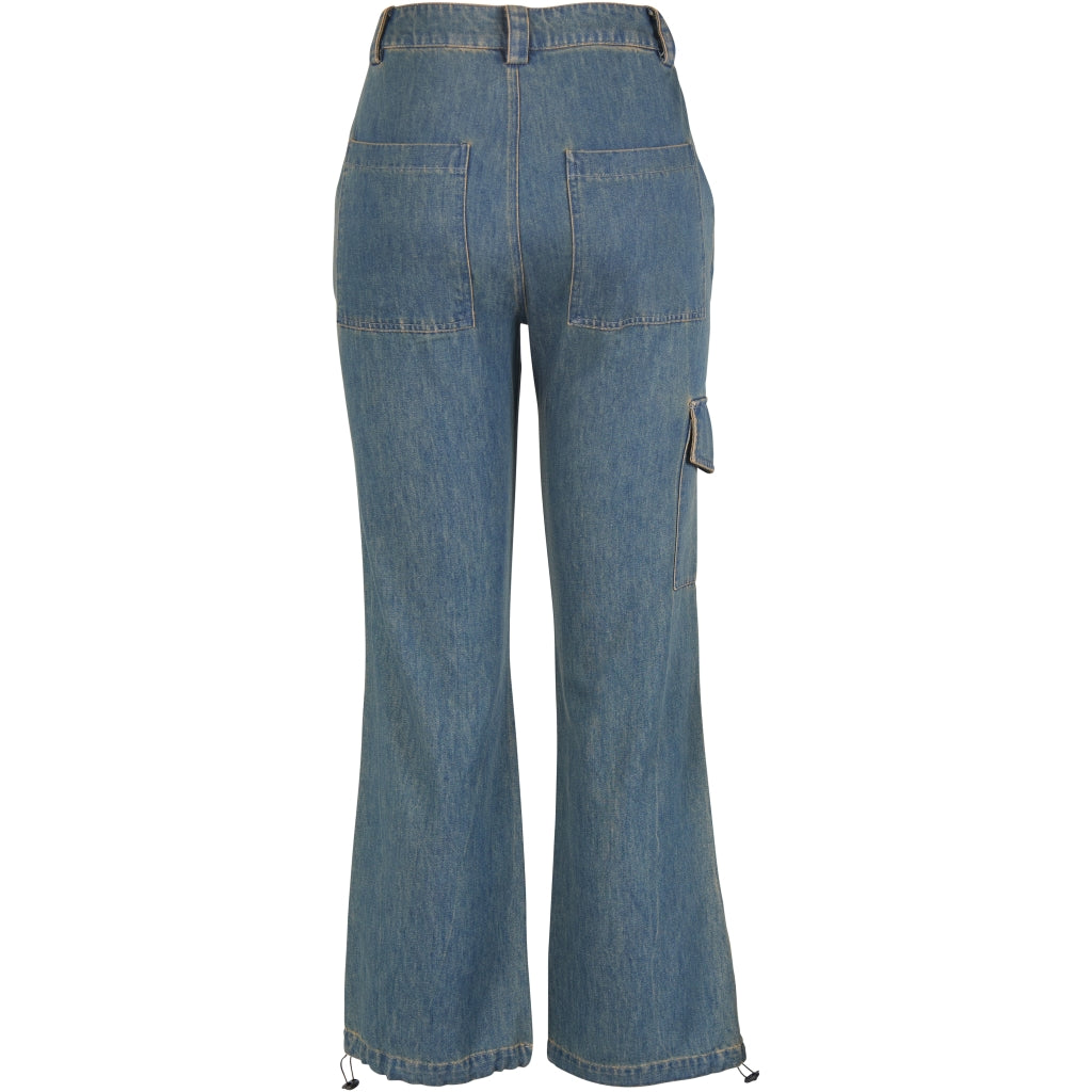 Jeans Cargo & Tunnelzug – Gerade Passform in Mittelblau - Hose - NÜ