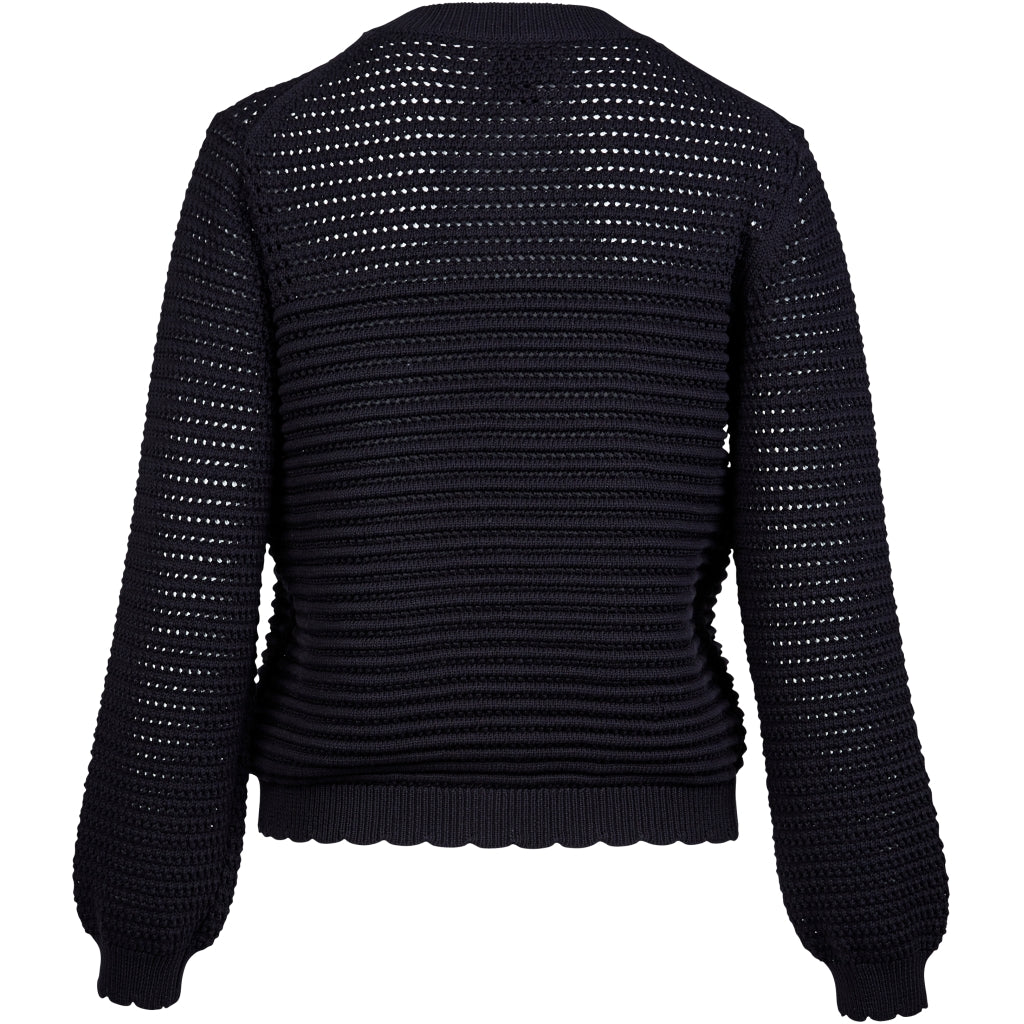 Elegante Strickjacke mit Häkelmuster und Zierknöpfen – Schwarz - Strickjacke - NÜ