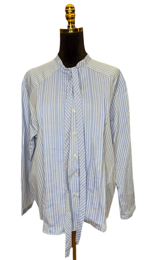 Gestreiftes Hemd/Bluse in Hellblau - Weiß/Schwarz - Weiß/Braun – zeitlos & modern - Gioya