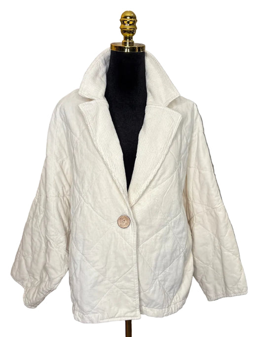 Gesteppte Jacke in Wollweiß & Smoke Grau - Gioya