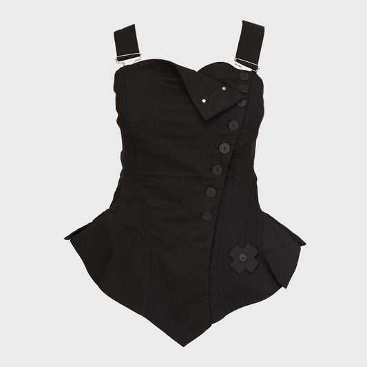 Asymmetrisches Mieder-Top in Schwarz – Avantgarde trifft feminine Eleganz - PLÜ