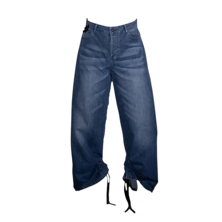 Wide Fit Jeans mit Kordelzug und Waschungseffekt – Blau Hose - PLÜ