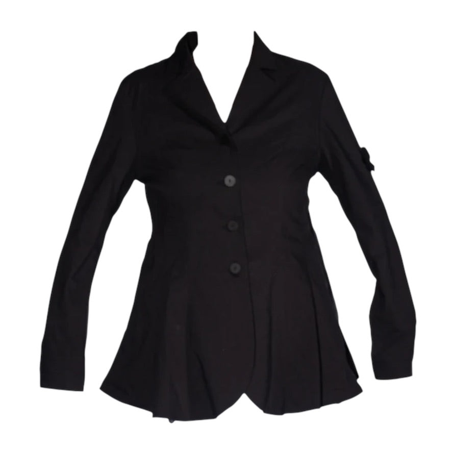 Taillierter Blazer mit Reverskragen und Falten-Saum – Schwarz - PLÜ