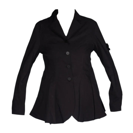 Taillierter Blazer mit Reverskragen und Falten-Saum – Schwarz - PLÜ