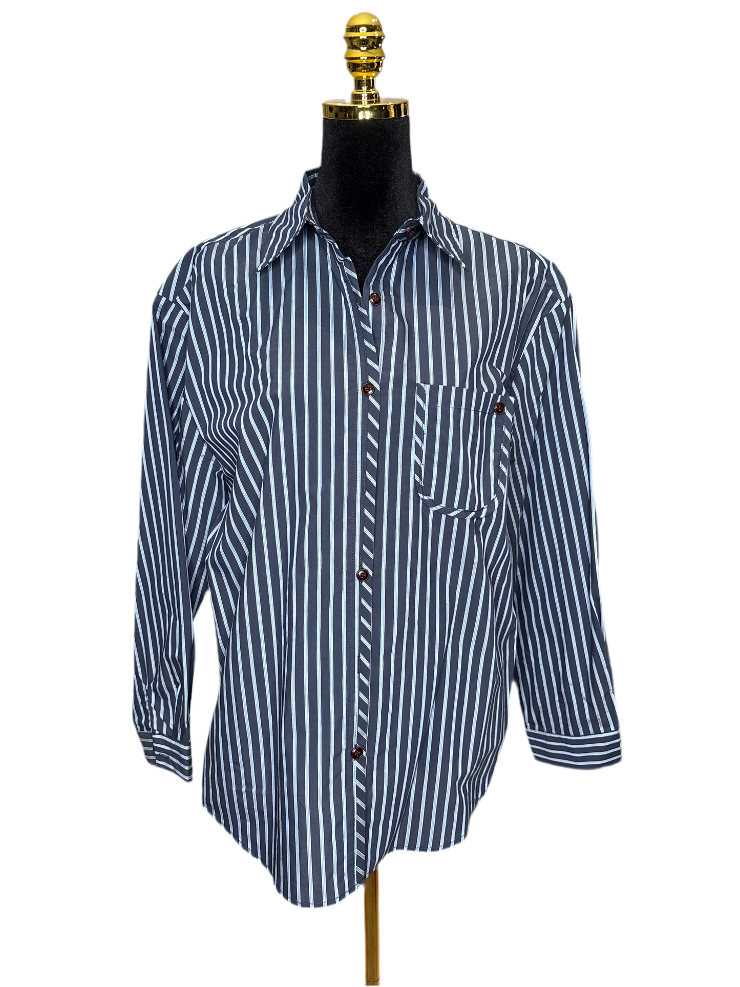 Gestreiftes Hemd/Bluse in Blau/Weiß – klassisch mit modernem - Gioya