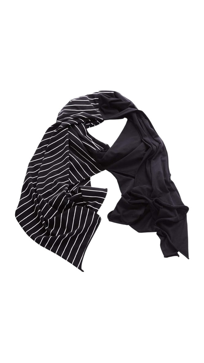 Two-Tone Jersey Scarf – Black & Stripe - PLÜ