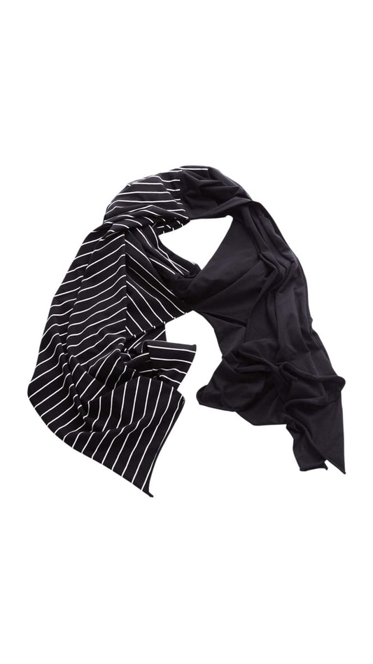 Two-Tone Jersey Scarf – Black & Stripe - PLÜ