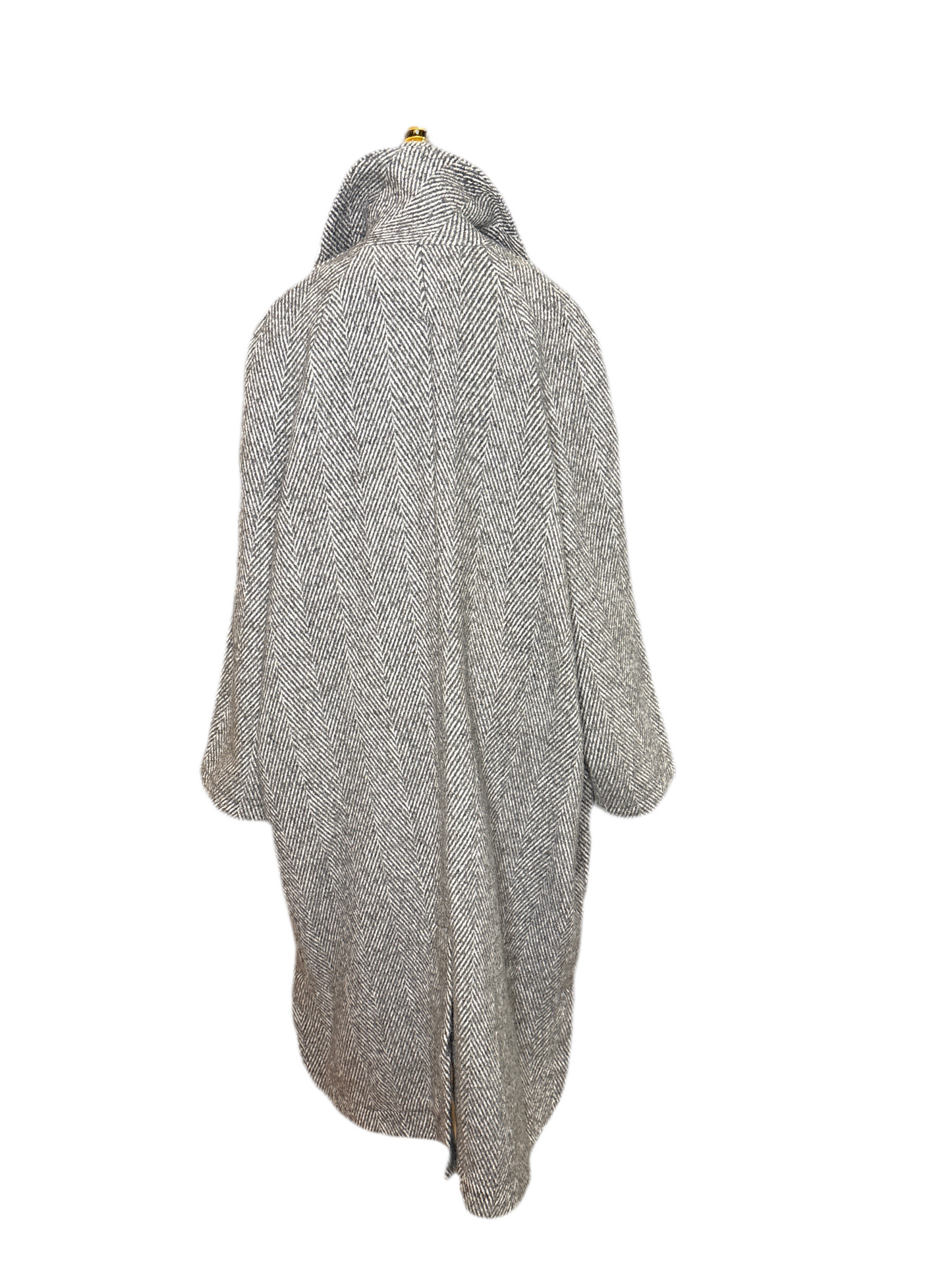 Eleganter Fischgräten Mantel in Hellgrau - Gioya