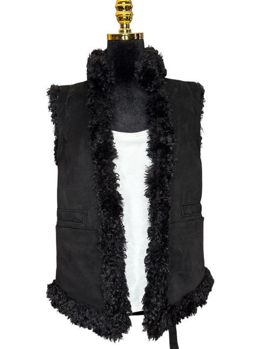 Stylische Faux-Weste in Braun & Schwarz - Jacken - Gr. 34-36