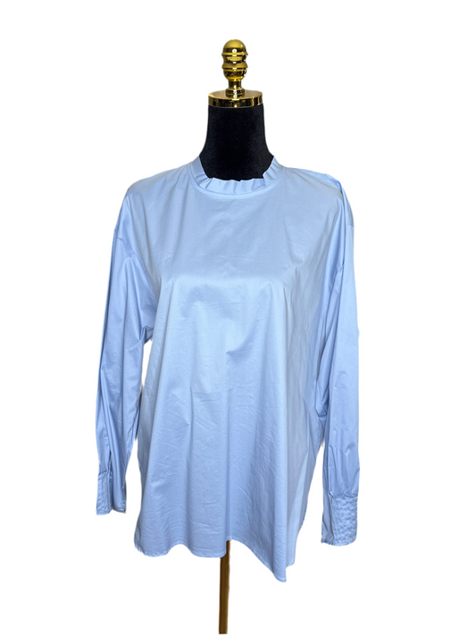 Modernes Hemd/Bluse in Hellblau / Weiß / Dunkelblau – elegant & bequem - Gioya