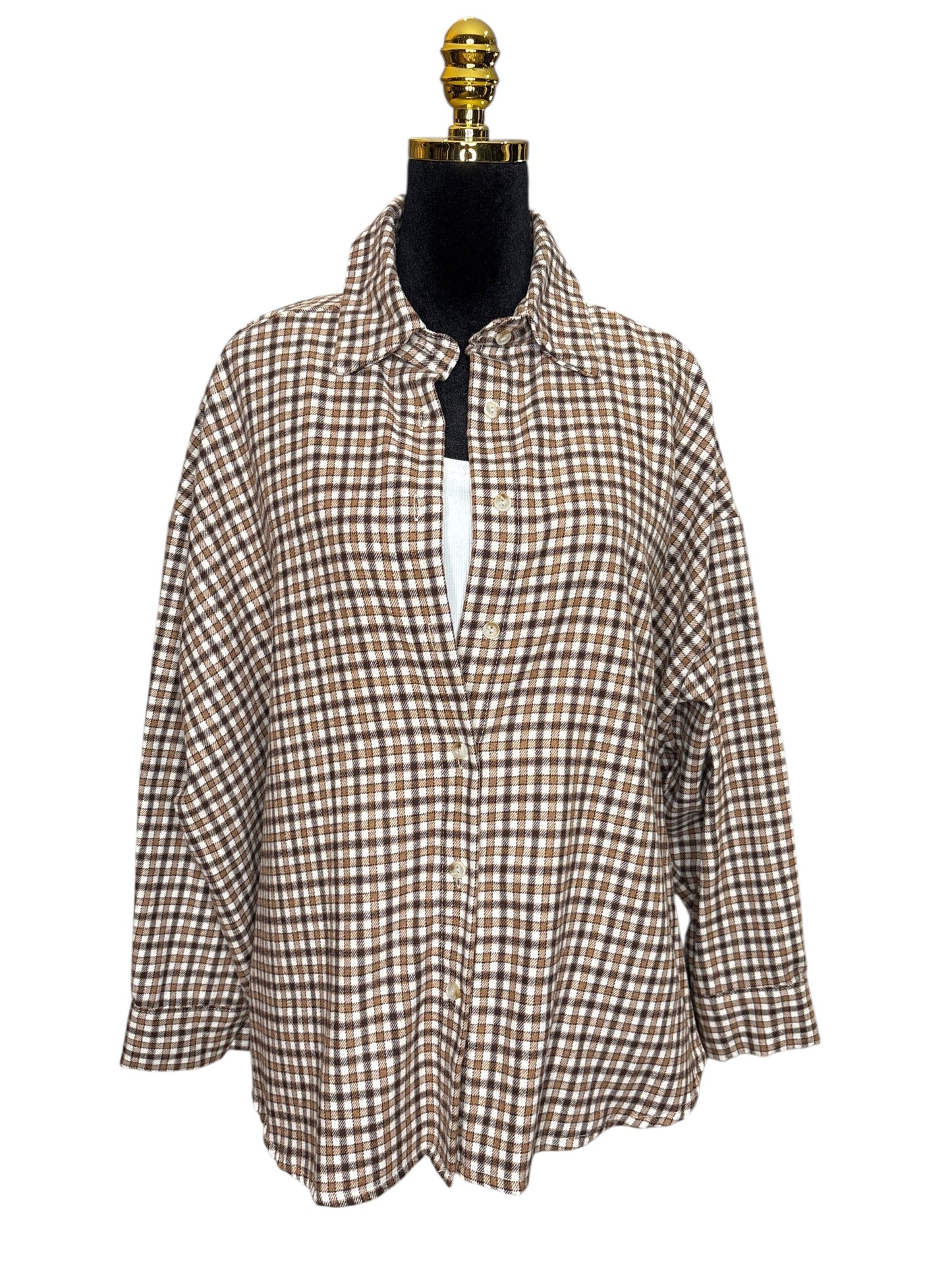 Kariertes Hemd/Bluse in Braun/Beige - Gioya