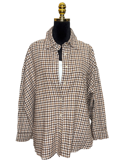 Kariertes Hemd/Bluse in Braun/Beige - Gioya