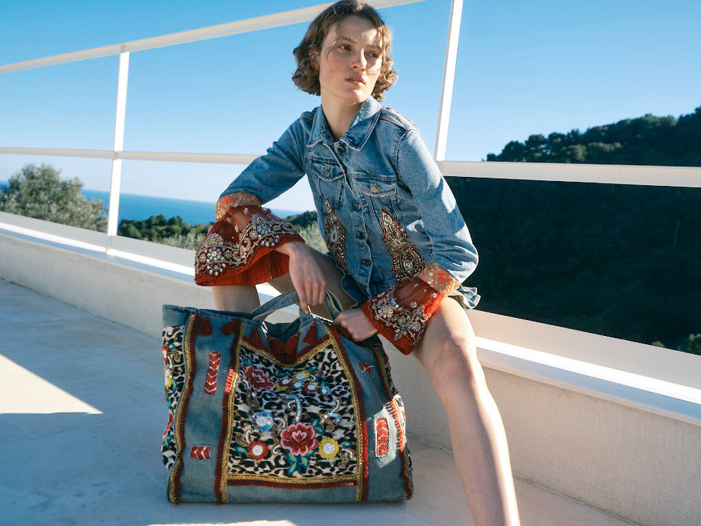 Bestickte Boho Tasche aus Denim - Taschen