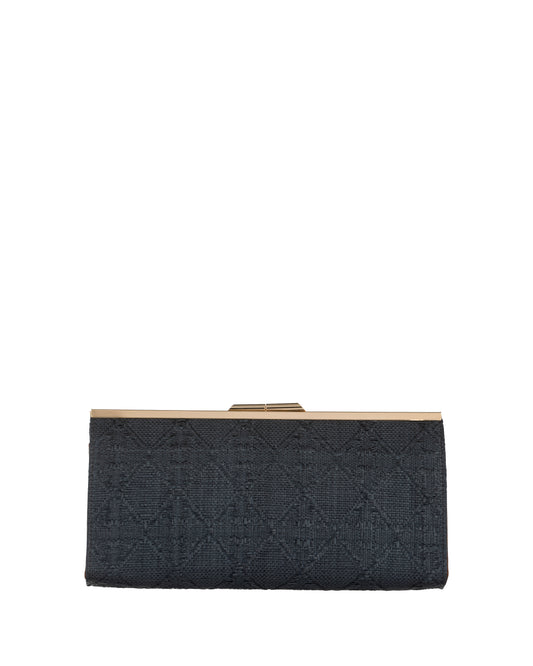 Elegante Blauen Clutch mit feinem Rautenstruktur-Muster und Metallrahmen - Taschen